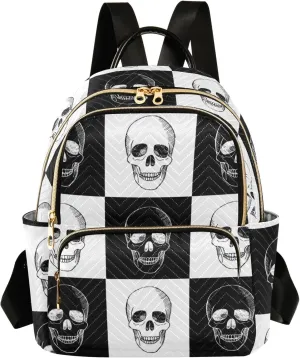 ALAZA Travel Backpack Purse for Women Fashion Anti-theft Work Casual Gothic Skull Black and White Daypack Shoulder Bag Medium Size