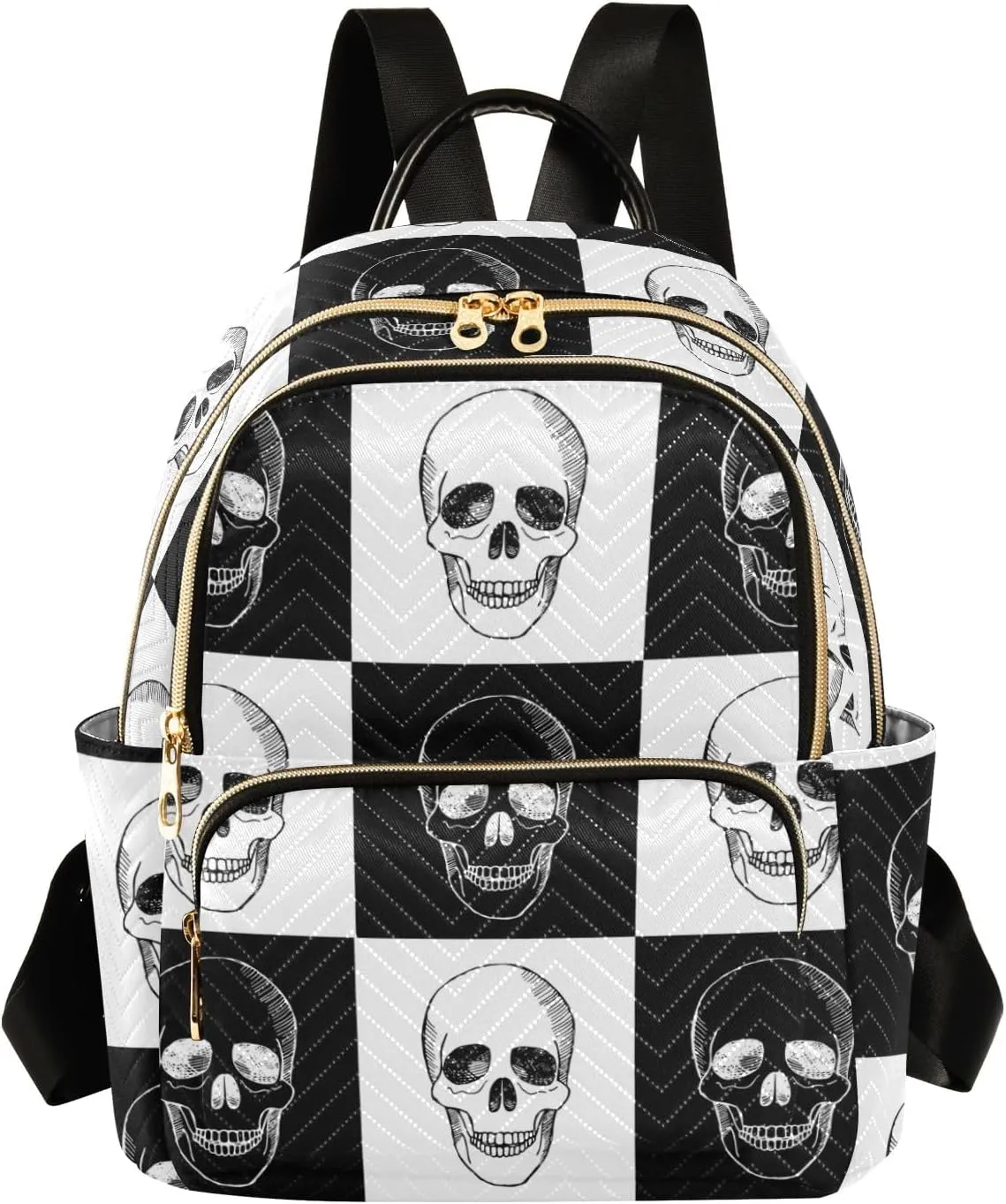 ALAZA Travel Backpack Purse for Women Fashion Anti-theft Work Casual Gothic Skull Black and White Daypack Shoulder Bag Medium Size