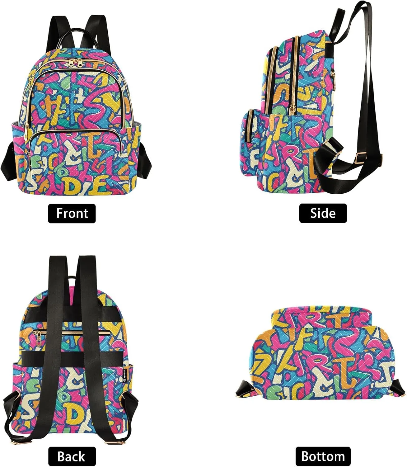 ALAZA Travel Backpack Purse for Women Fashion Anti-theft Work Casual Letters Diagram Daypack Shoulder Bag Medium Size
