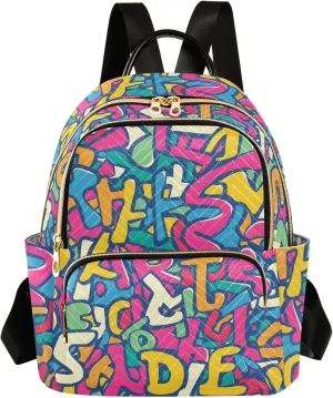 ALAZA Travel Backpack Purse for Women Fashion Anti-theft Work Casual Letters Diagram Daypack Shoulder Bag Medium Size