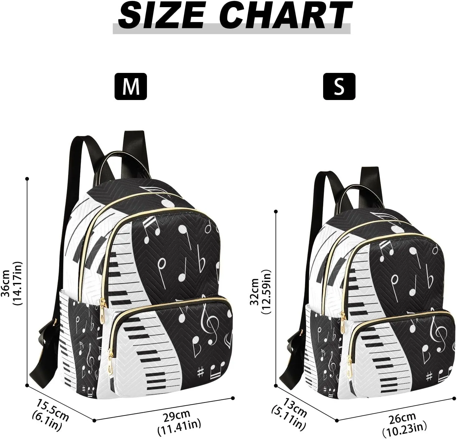 ALAZA Travel Backpack Purse for Women Fashion Anti-theft Work Casual Music Note Piano Daypack Shoulder Bag Medium Size