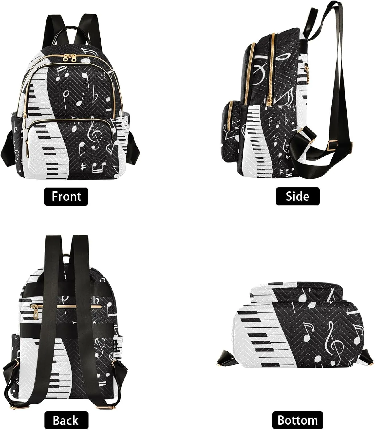 ALAZA Travel Backpack Purse for Women Fashion Anti-theft Work Casual Music Note Piano Daypack Shoulder Bag Medium Size