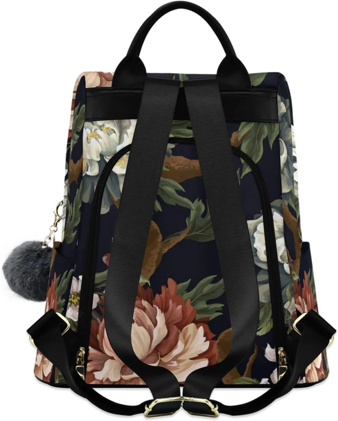ALAZA Vintage Peonies Roses and Chrysanthemums Backpack Purse for Women Travel Casual Daypack College Bookbag Work Business Ladies Shoulder Bag
