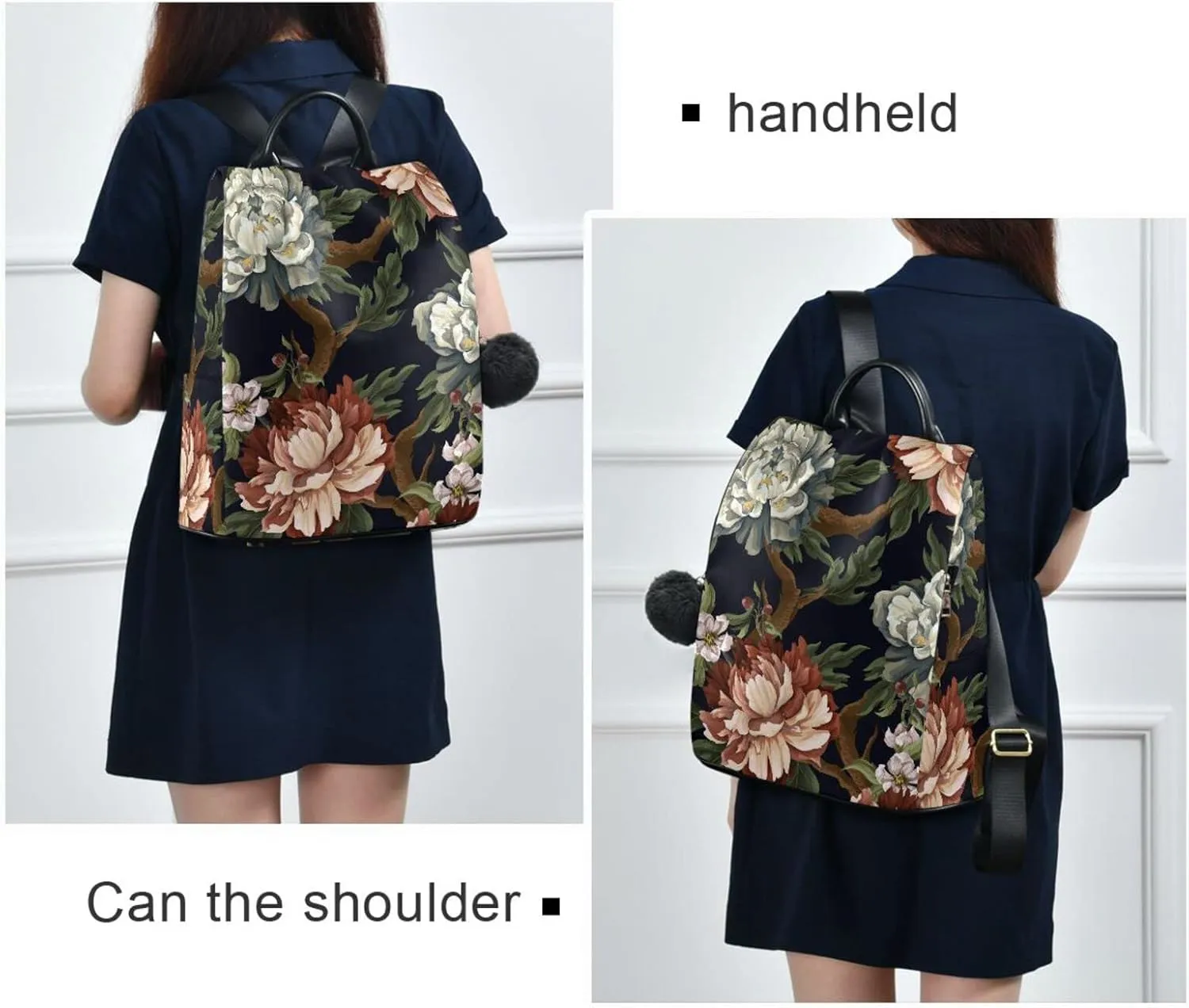 ALAZA Vintage Peonies Roses and Chrysanthemums Backpack Purse for Women Travel Casual Daypack College Bookbag Work Business Ladies Shoulder Bag
