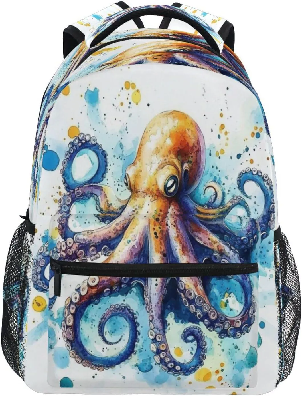 ALAZA Watercolor Octopus Splash Kids School Backpack for Boys Girls Teens Bookbag Travel Daypack Bag 16 inch