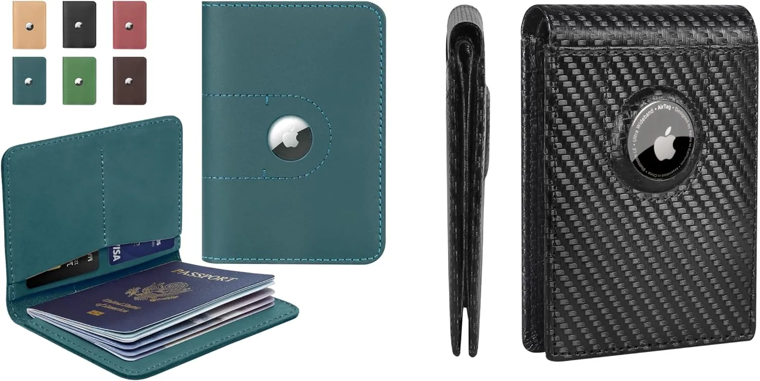 ALLIVE Genuine Leather Passport Holder With airtag & Genuine Leather Airtag Wallet for Men