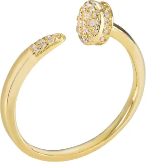 Aloha Jewelry Company 18K Gold Plated Sterling Silver Pave Open Circle Ring Stackable Wedding Band with Cubic Zirconia