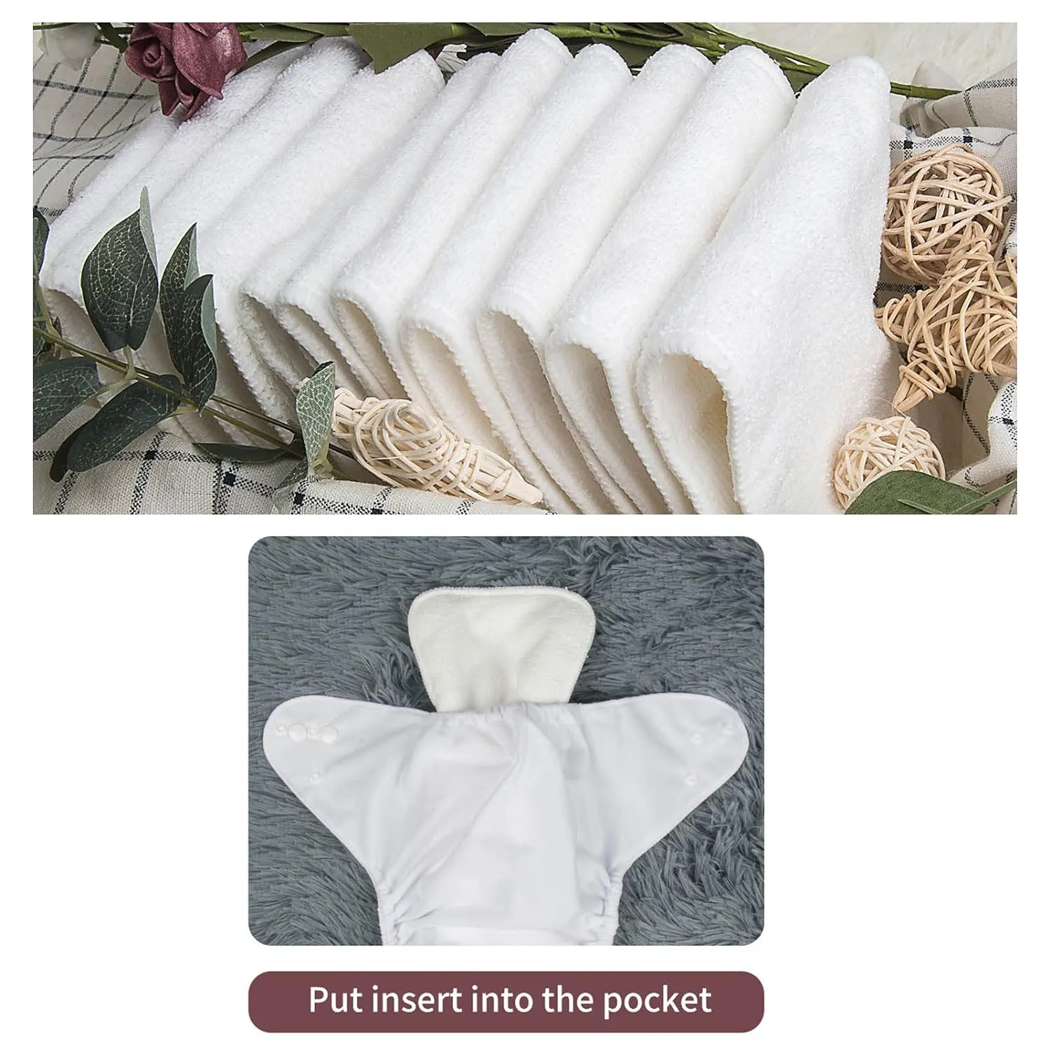 ALVABABY Baby Cloth Diaper 6 Pack with 12 Inserts One Size Cloth Diaper Covers Adjustable Washable Reusable for Baby Girls and Boys