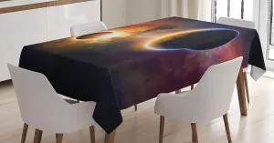 Ambesonne Outer Space Tablecloth, Planet in Milky Way Dark Nebula Gas Cloud Celestial Solar Eclipse Galaxy Theme, Rectangular Table Cover for Dining Room Kitchen Decor, 60" X 90", Purple Blue