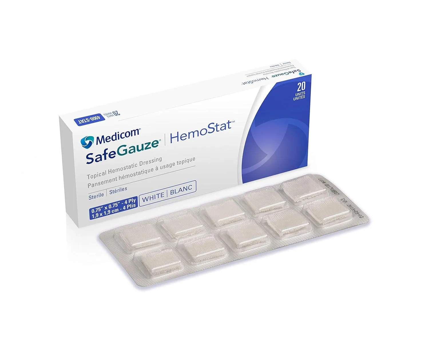 AMD-Medicom 4900-STAT Hemostat Topical Hemostatic Dressing, Sterile, Shape, (Pack of 20)