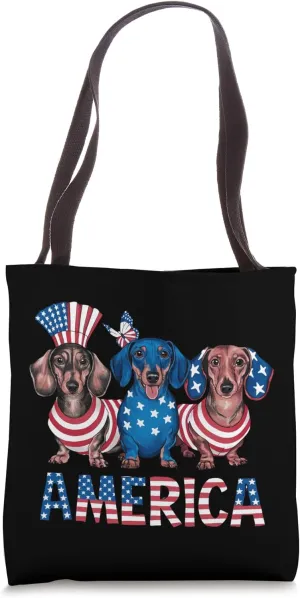 American 4th of July Wiener Dog Dachshund Tote Bag