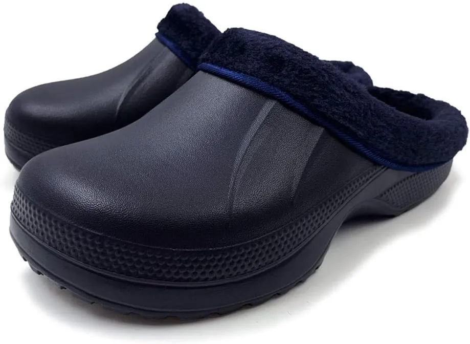 Amoji Fur Lined Clogs Fleece Garden Slippers House Home Winter Clogs Shoes