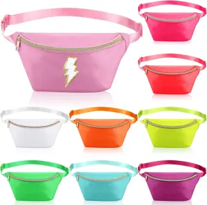 Amylove 9 Pieces Fanny Packs Nylon Waist Bag Zipper Travel Running Bag with Adjustable Strap for Women Men(Neon Colors)