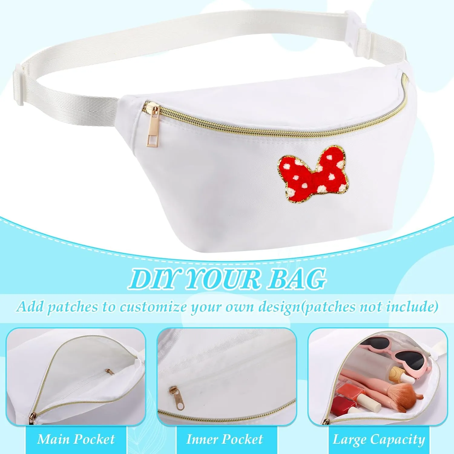 Amylove 9 Pieces Fanny Packs Nylon Waist Bag Zipper Travel Running Bag with Adjustable Strap for Women Men(Neon Colors)
