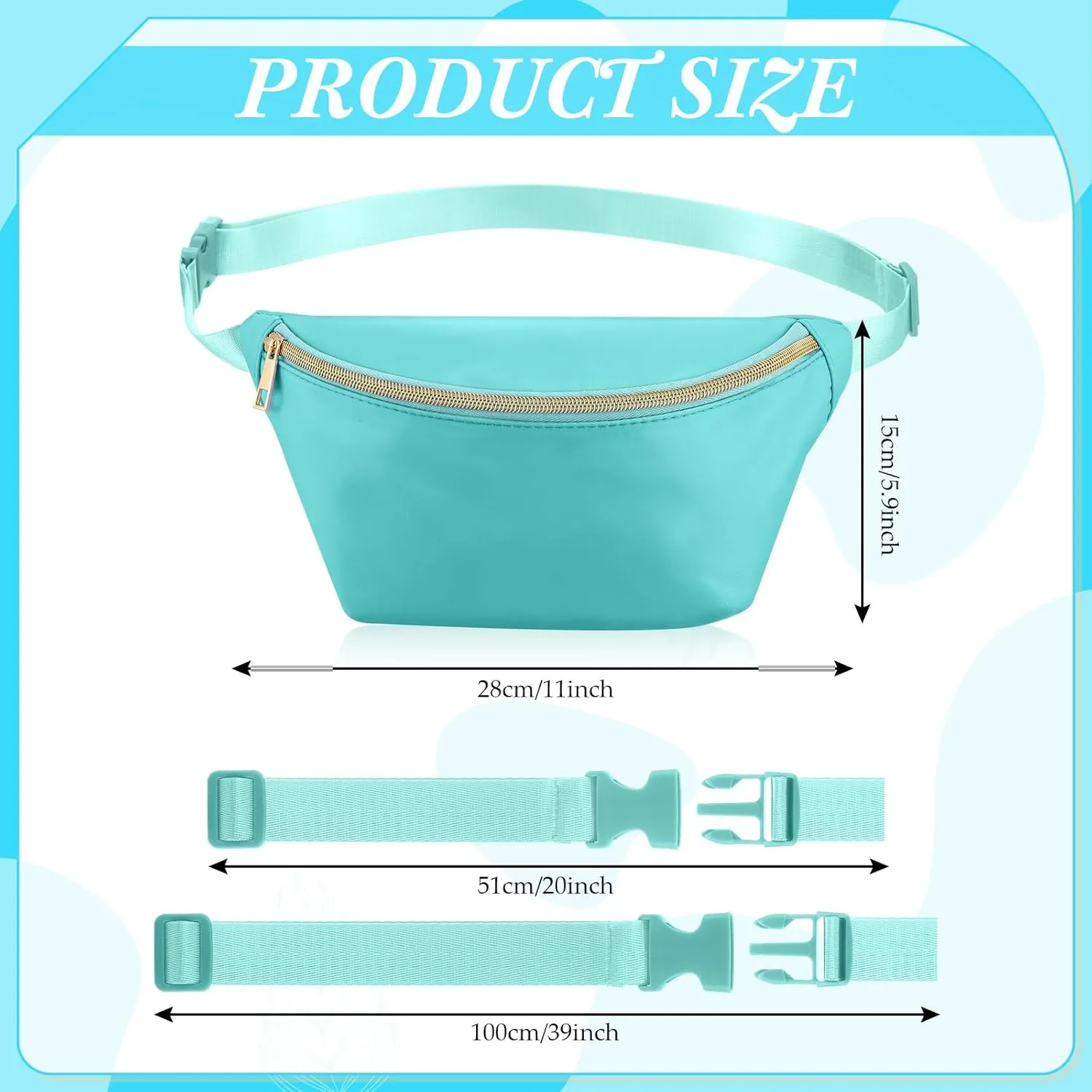 Amylove 9 Pieces Fanny Packs Nylon Waist Bag Zipper Travel Running Bag with Adjustable Strap for Women Men(Neon Colors)