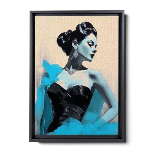An Illustration of a Stylish Woman in Black with a Chic Handbag