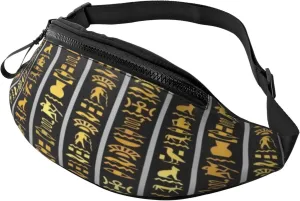 Ancient Egyptian Pyramids Vintage Cultural Symbols Waist Packs Unisex Adjustable Shoulder Strap Messenger Bag Sports Travel Running Leisure Waist Bag, Black, RXZER23
