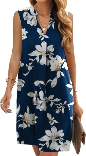 ANFTFH Women's Sleeveless Dresses 2025 V Neck Casual Trendy Dresses（S-2XL）