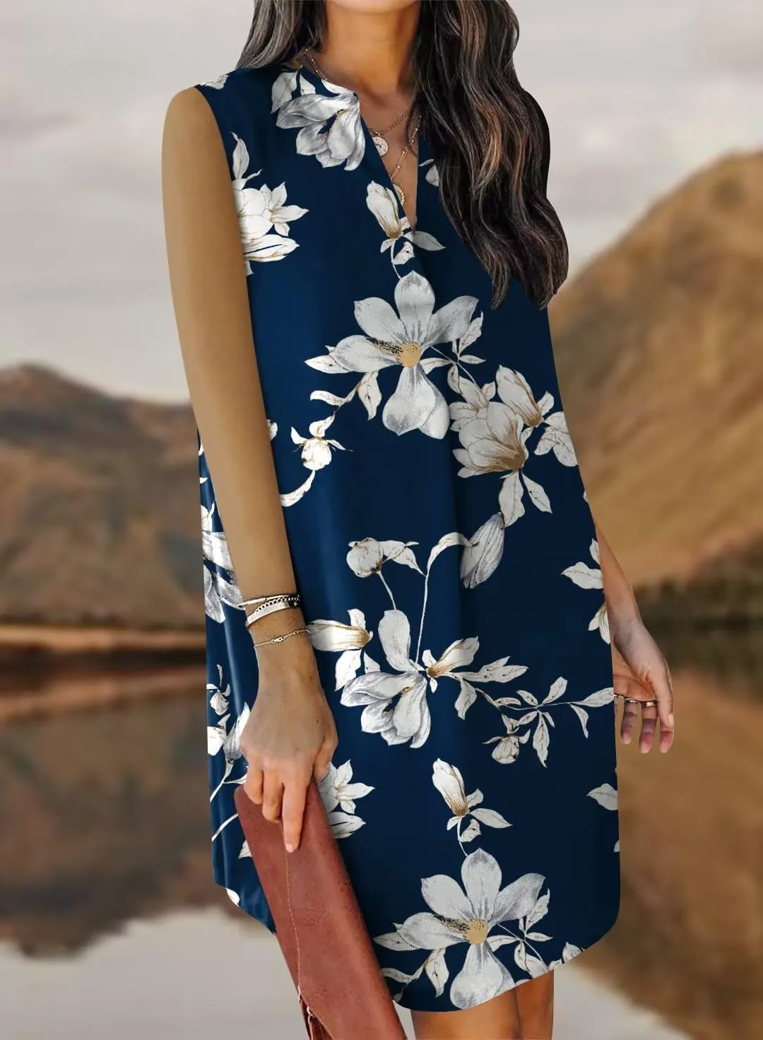 ANFTFH Women's Sleeveless Dresses 2025 V Neck Casual Trendy Dresses（S-2XL）