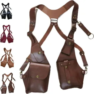 Anti-Theft Bag with Shoulder Harness, Anti-Theft Harness, Anti Theft Harness for Men Leather, Anti-Theft Harness Wallet, Men Anti Underarm Shoulder Bag Anti Theft Bag (Dark Brown)