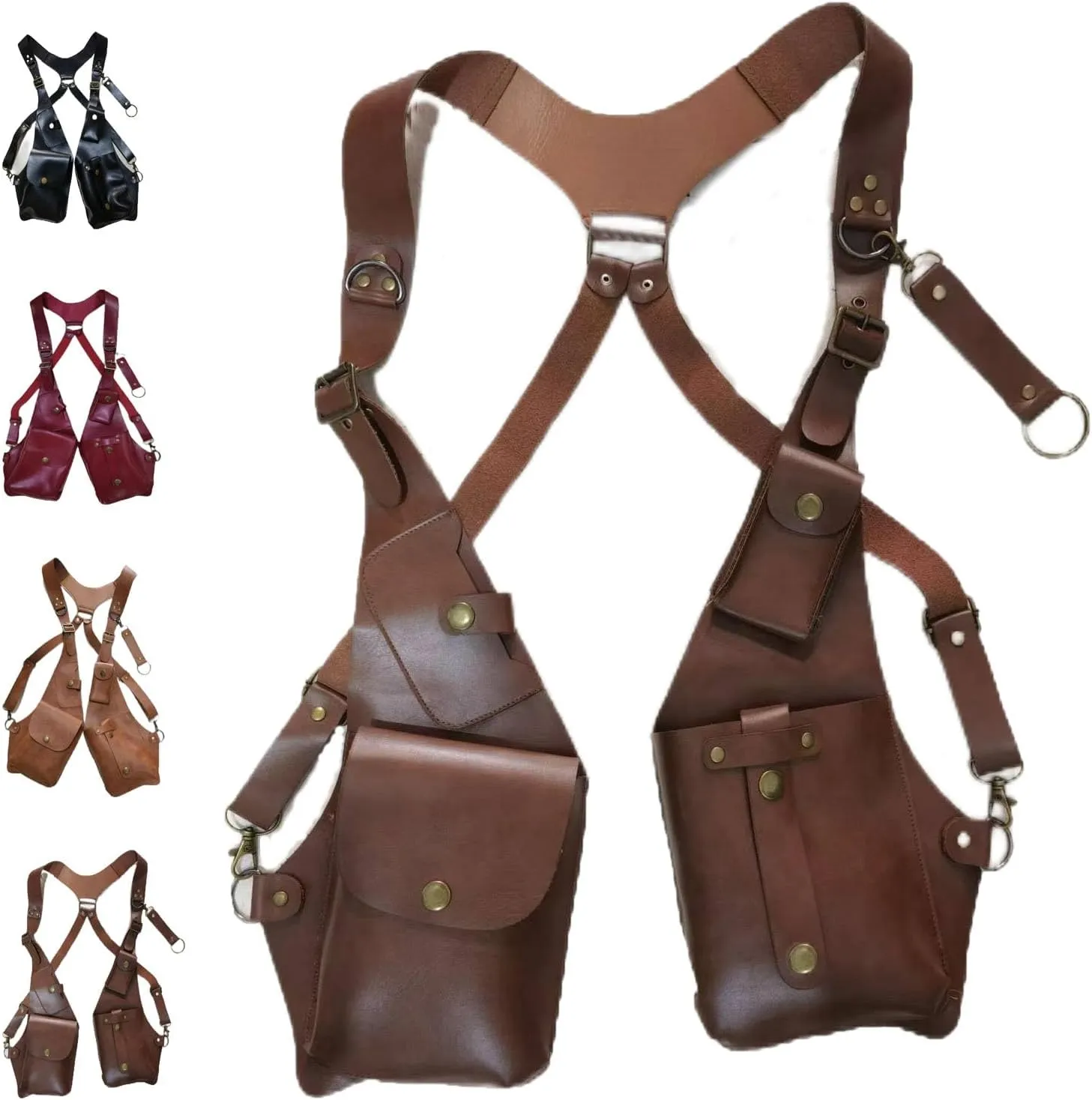 Anti-Theft Bag with Shoulder Harness, Anti-Theft Harness, Anti Theft Harness for Men Leather, Anti-Theft Harness Wallet, Men Anti Underarm Shoulder Bag Anti Theft Bag (Dark Brown)