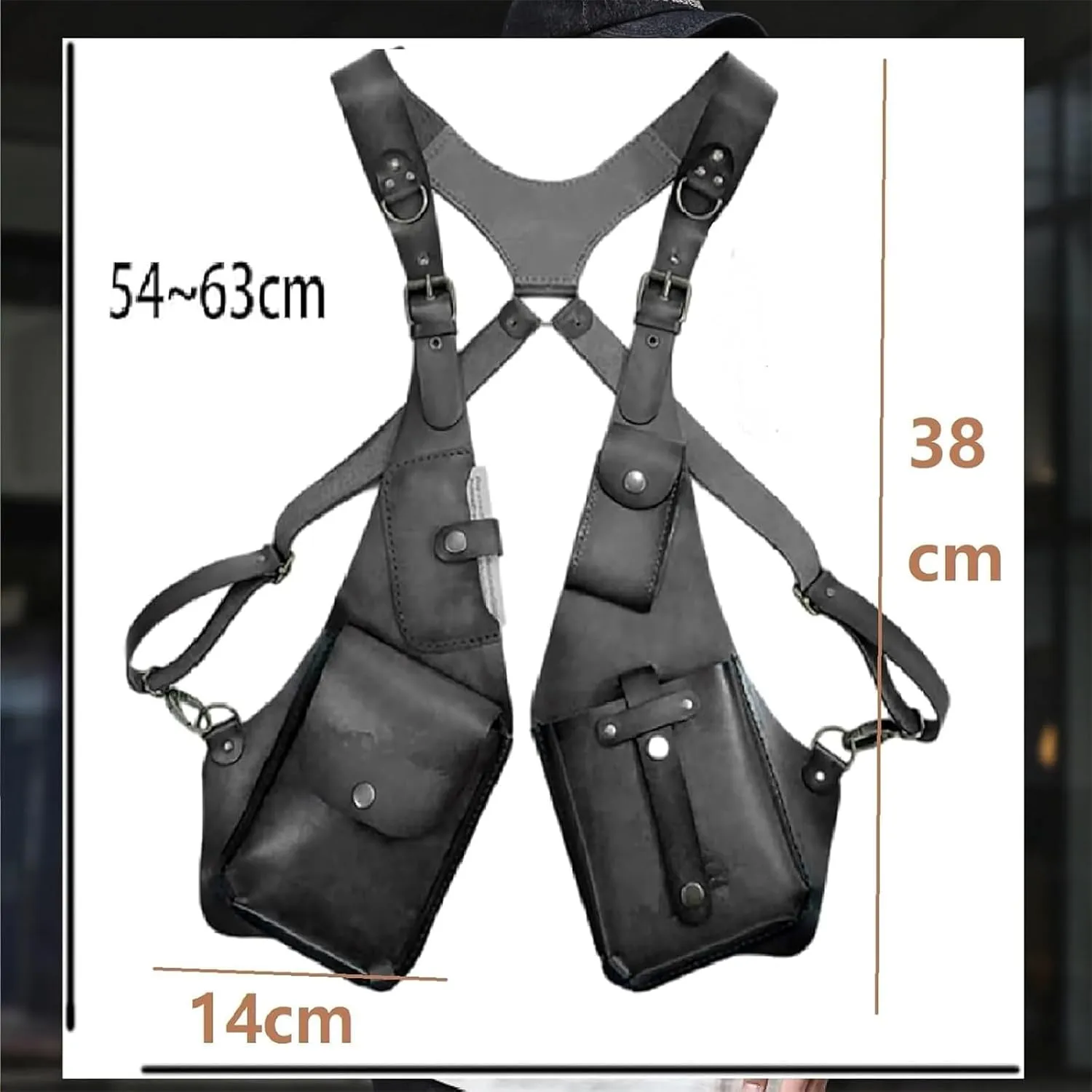 Anti-Theft Bag with Shoulder Harness, Anti-Theft Harness, Anti Theft Harness for Men Leather, Anti-Theft Harness Wallet, Men Anti Underarm Shoulder Bag Anti Theft Bag (Dark Brown)