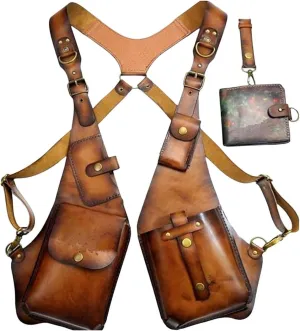 Anti-Theft Bag with Shoulder Harness for Men Leather ，Anti Theft Travel Bag Crossbody Adjustable Underarm Holster