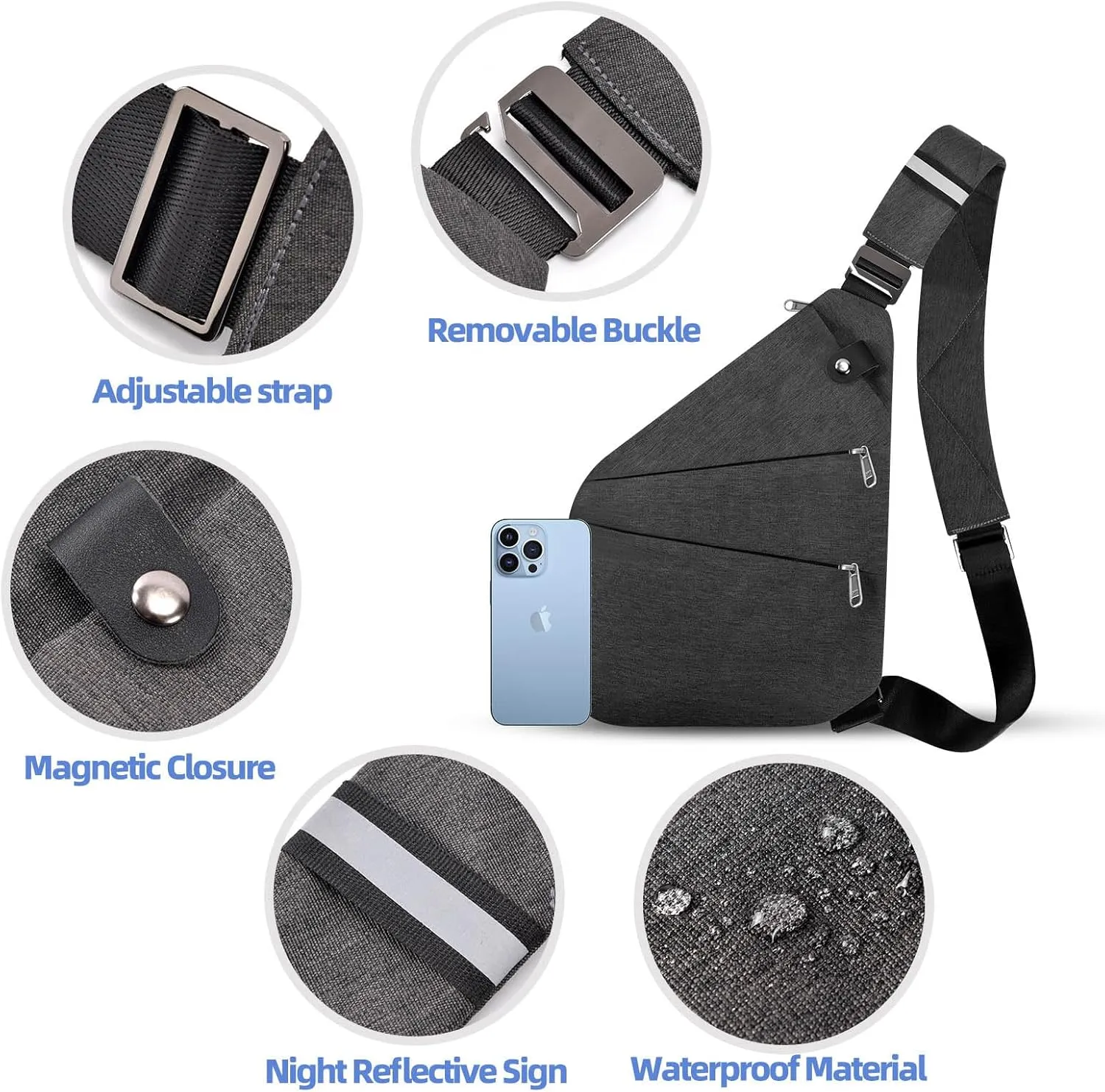 Anti Theft Crossbody Bag,Anti Theft Travel Bag for Women Men,Sling Crossbody Bag for Travel, Sport, Work