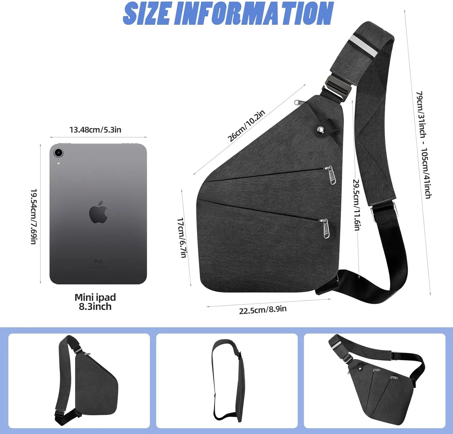 Anti Theft Crossbody Bag,Anti Theft Travel Bag for Women Men,Sling Crossbody Bag for Travel, Sport, Work