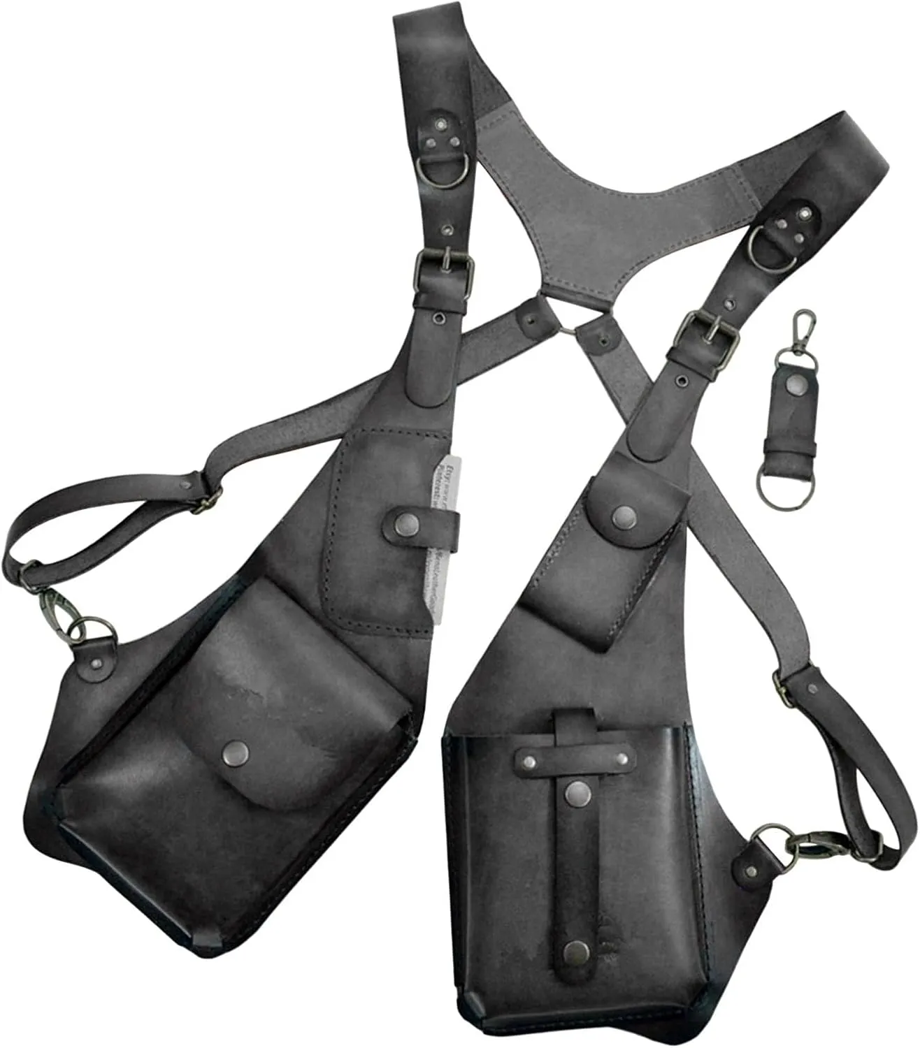 Anti-Theft Harness for Men - Leather Anti-Theft Harness, Double Shoulder Bag Cosplay Medieval | Phone Bag for Men and Women, Wallet Purse with Adjustable PU Leather Strap, Black, Consulte la