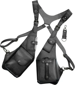 Anti-Theft Harness for Men - Leather Anti-Theft Harness, Double Shoulder Bag Cosplay Medieval | Phone Bag for Men and Women, Wallet Purse with Adjustable PU Leather Strap, Black, Consulte la