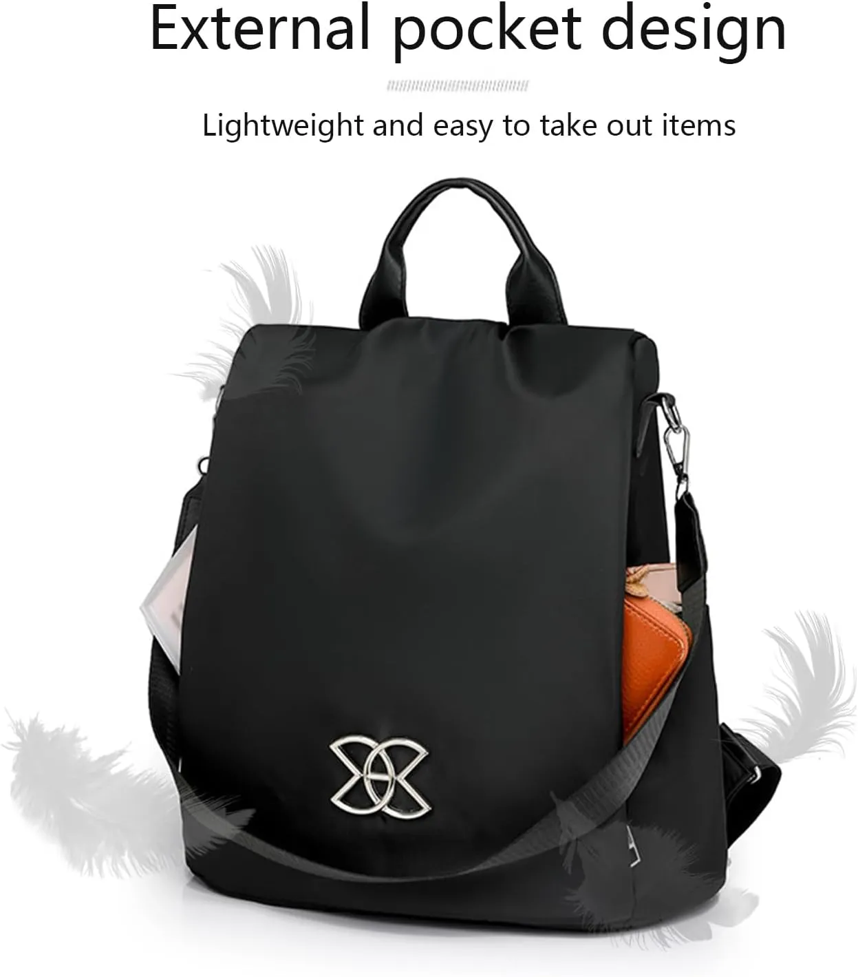 Anti-Theft Large Capacity Backpack, Shoulder Bag for Women, Crossbody Lightweight Lavazza Backpack Bishe Bag (Black)