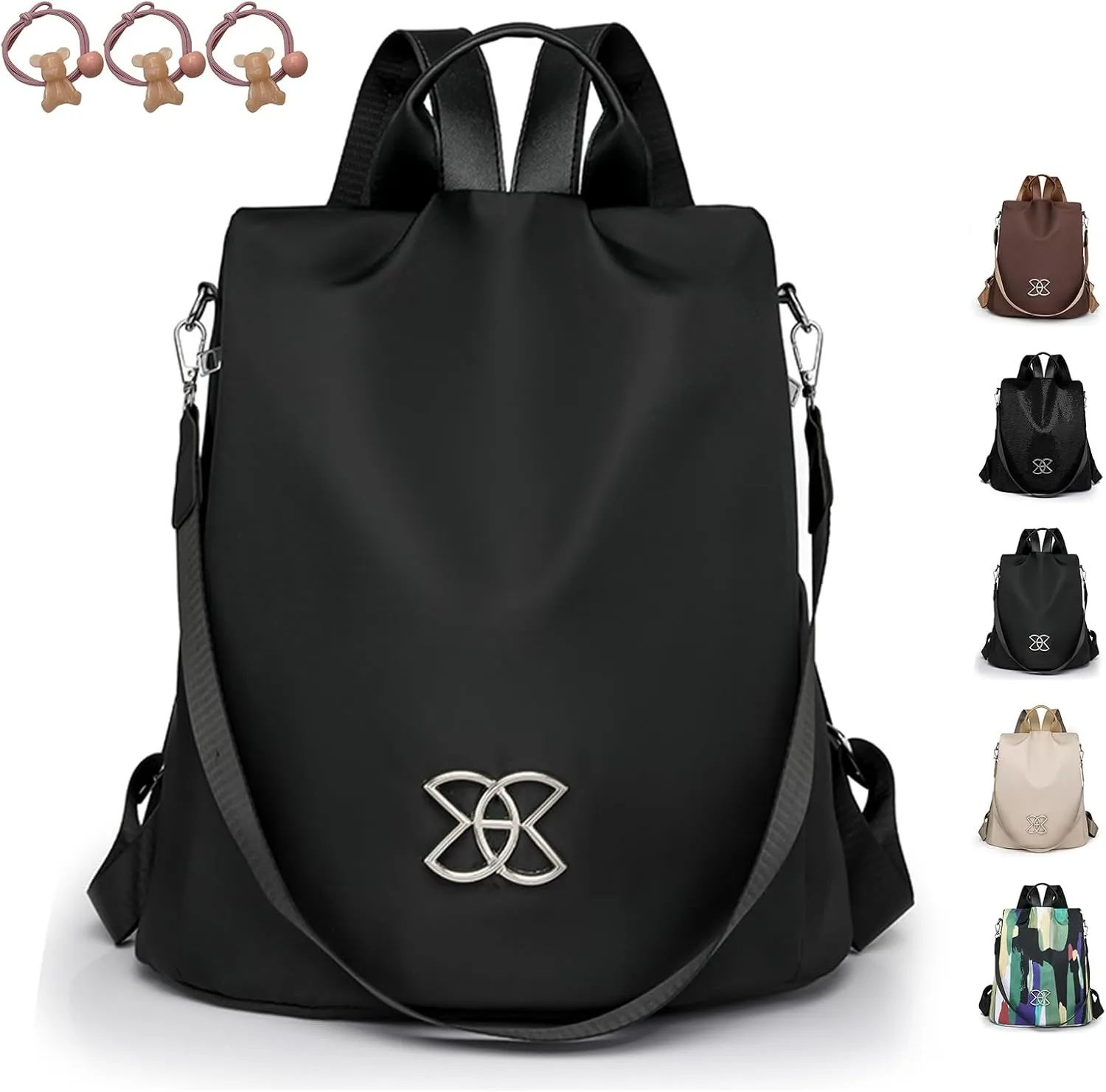 Anti-Theft Large Capacity Backpack, Shoulder Bag for Women, Crossbody Lightweight Lavazza Backpack Bishe Bag (Black)