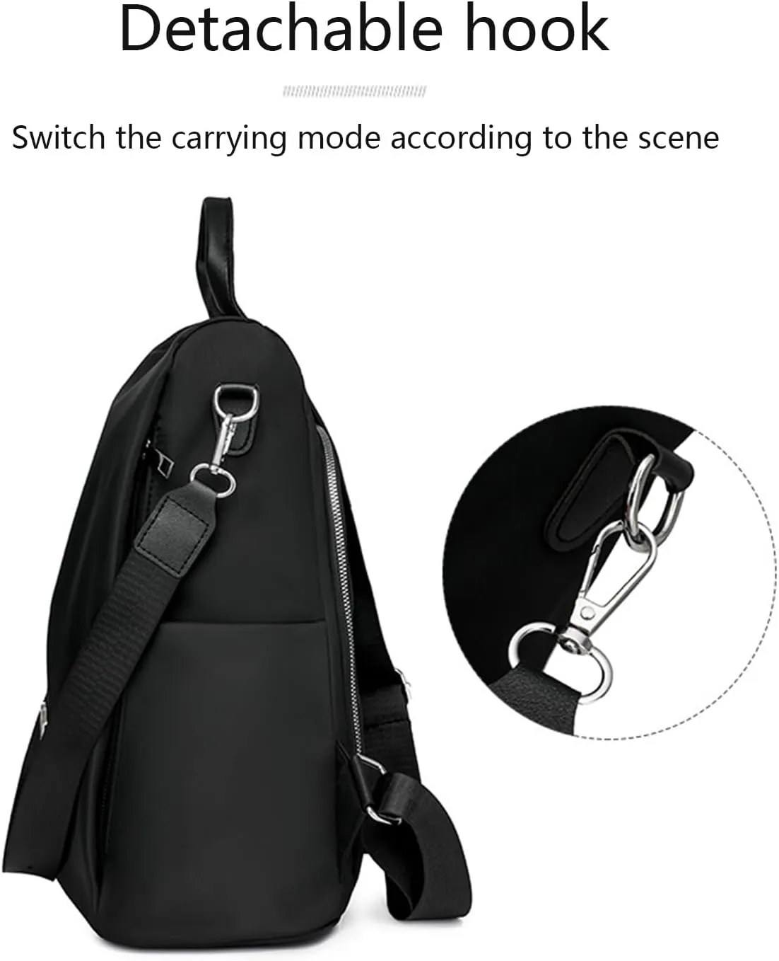 Anti-Theft Large Capacity Backpack, Shoulder Bag for Women, Crossbody Lightweight Lavazza Backpack Bishe Bag (Black)