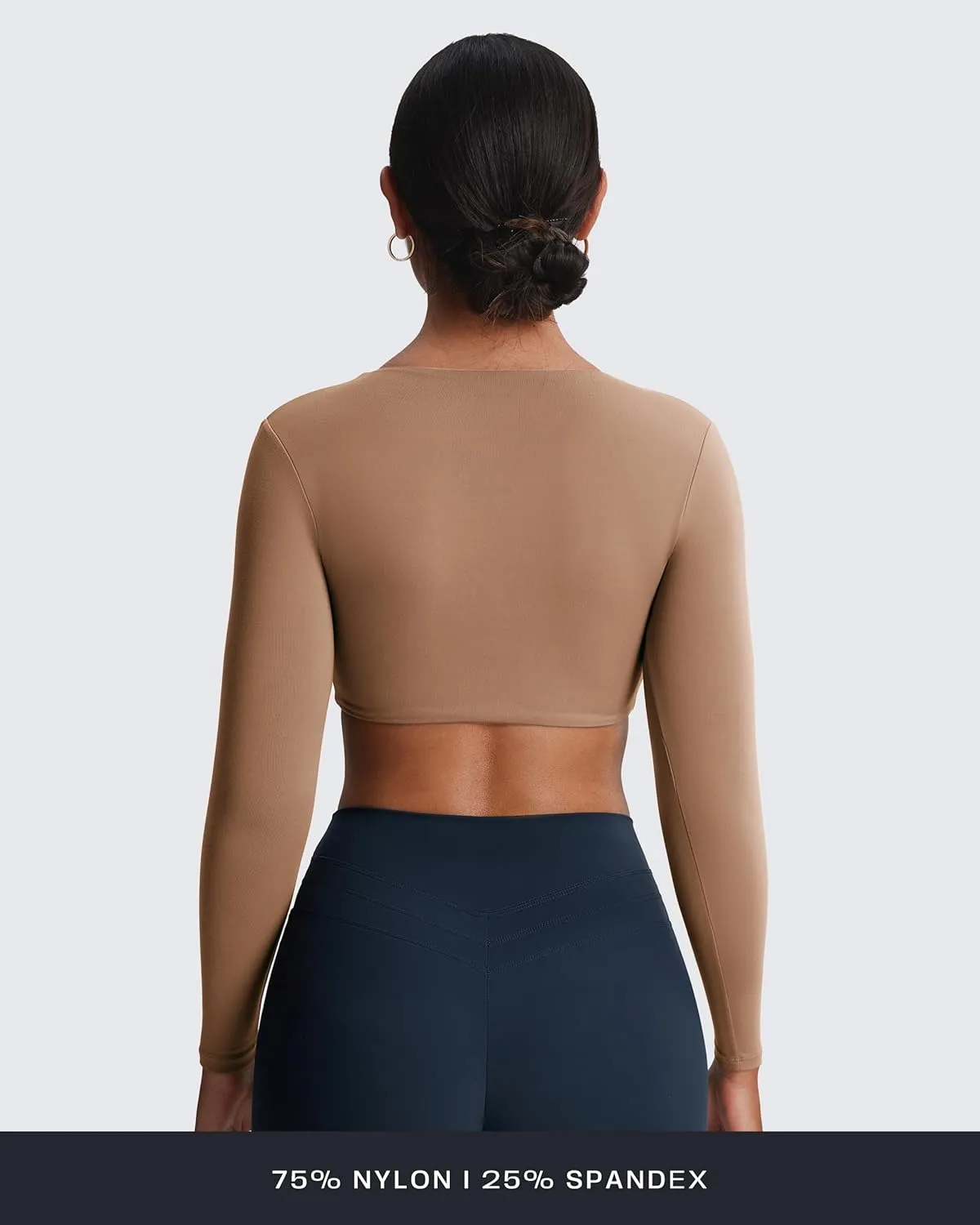 Aoxjox Long Sleeve Crop Tops for Women Sienna Twist Deep V Workout Cropped T Shirt Top
