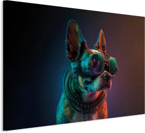 artgeist Textured Canvas Wall AI Art Print Dog 16x24 in - 1pcs Painting Canvas Prints Picture Artwork Image Framed Contemporary Modern Wall Home Abstract Colorful Cyberpunk Cyberdog g-H-10058-b-b