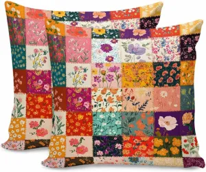 Artwork Store Throw Pillow Covers 18x18 Inch Set of 2, Vintage Flowers Spring Rectangular Stitching Cozy Square Pillowcases Home Decoration for Couch Bedroom Living Room Sofa Washable Cushion Cover