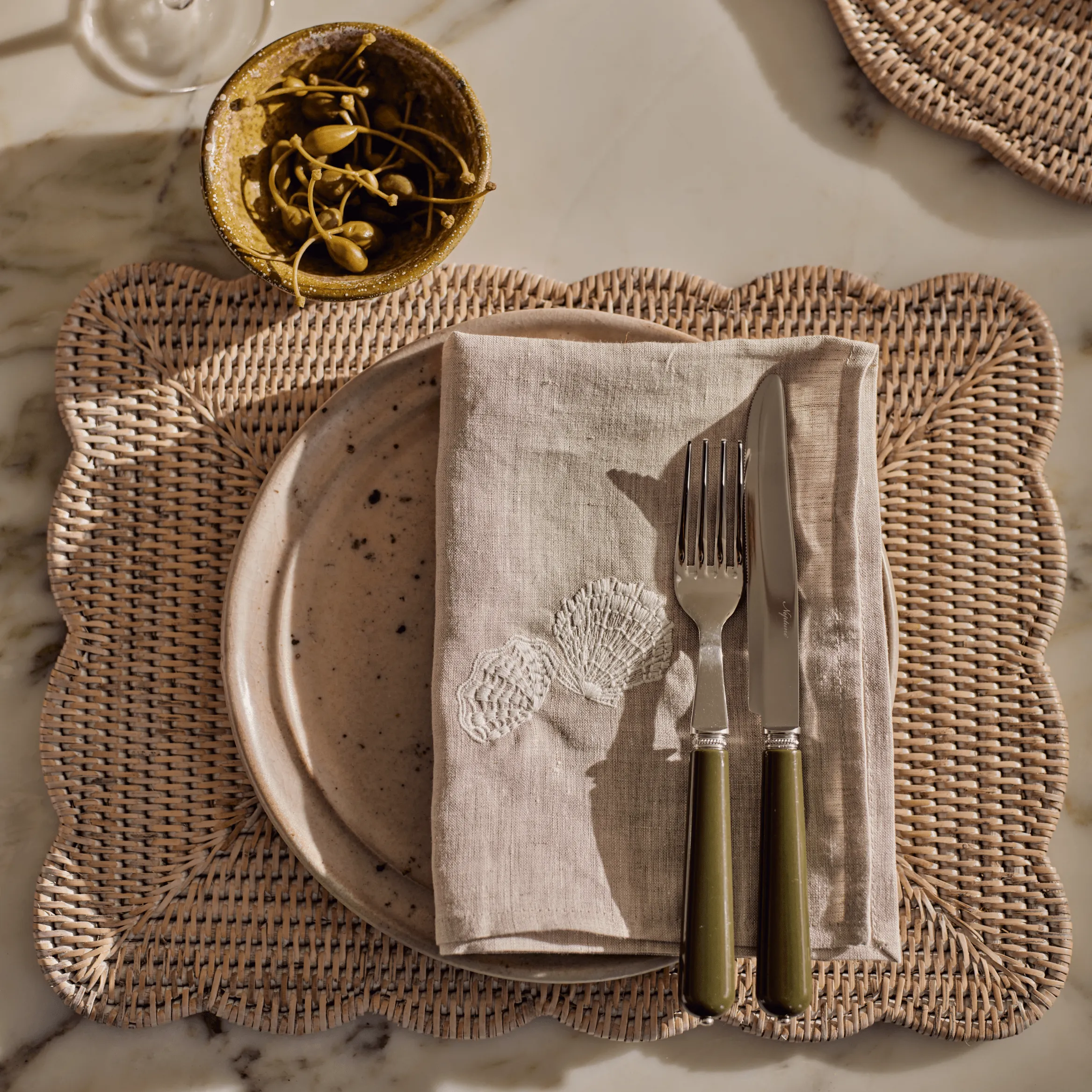 Ashcroft Rectangular Scalloped Placemats, Set of 6