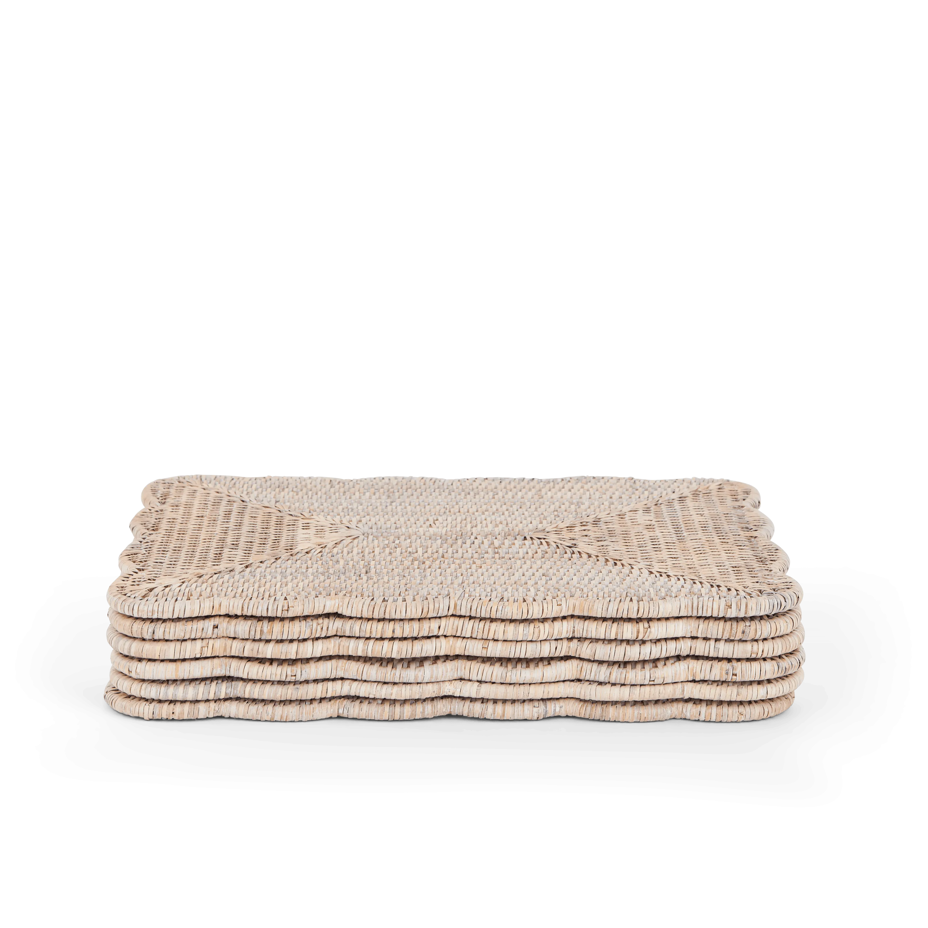 Ashcroft Rectangular Scalloped Placemats, Set of 6