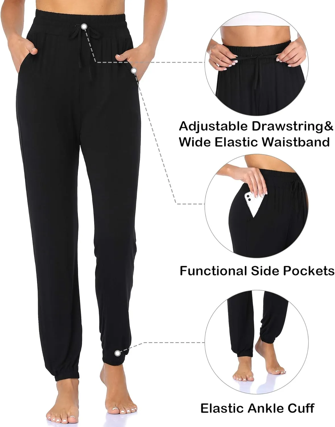 ASIMOON Womens Sweatpants Yoga Joggers Pants Casual Lightweight Exercise Running Athletic Lounge Pants with Pockets