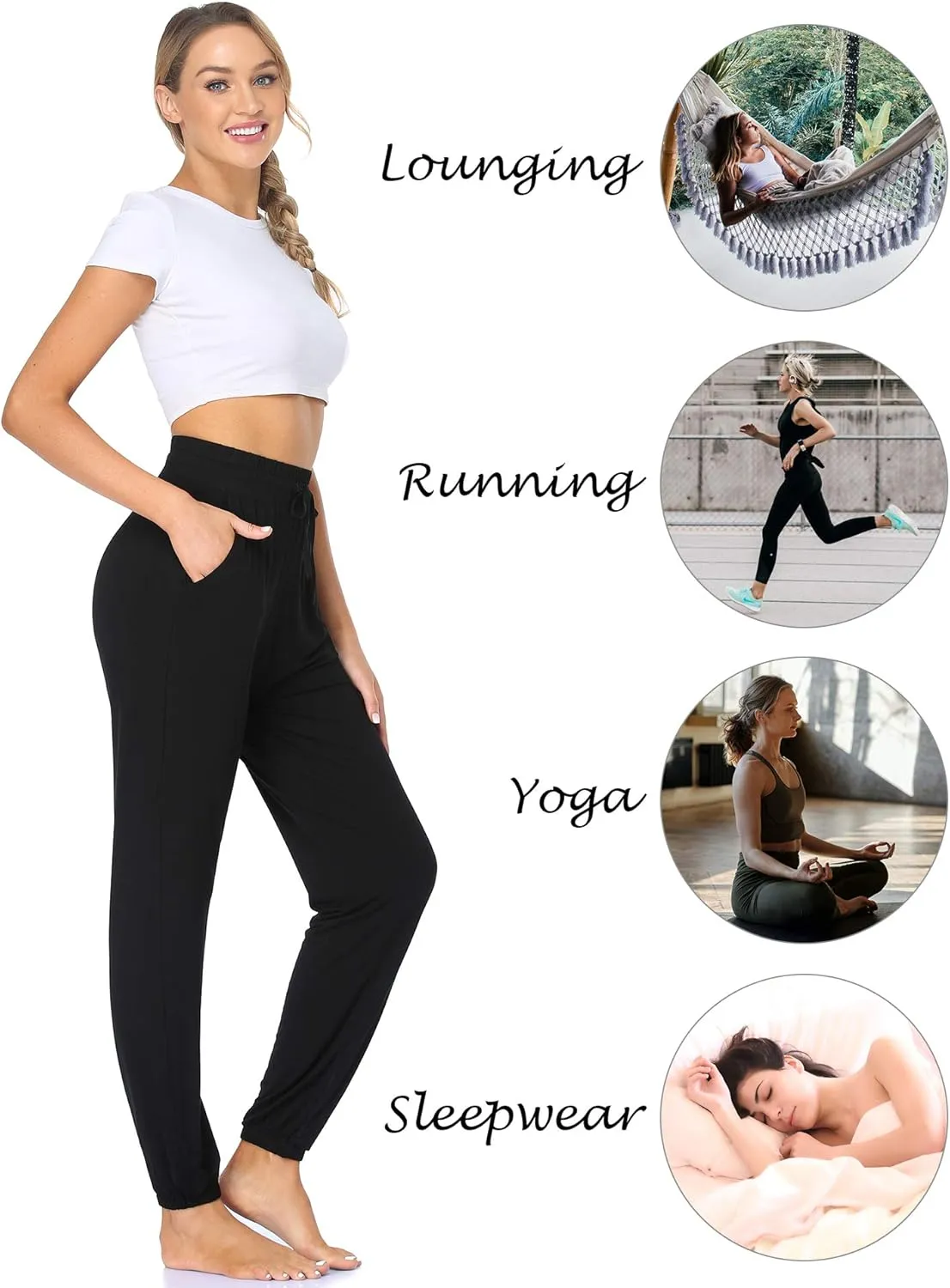 ASIMOON Womens Sweatpants Yoga Joggers Pants Casual Lightweight Exercise Running Athletic Lounge Pants with Pockets