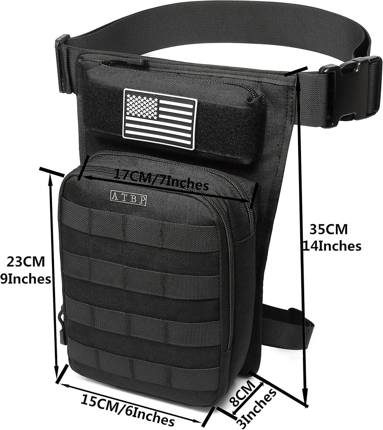 ATBP Tactical Drop Leg Bag for Men Motorcycle Thigh Pouch Bag Fanny Pack Waist Bag with Universal Holster