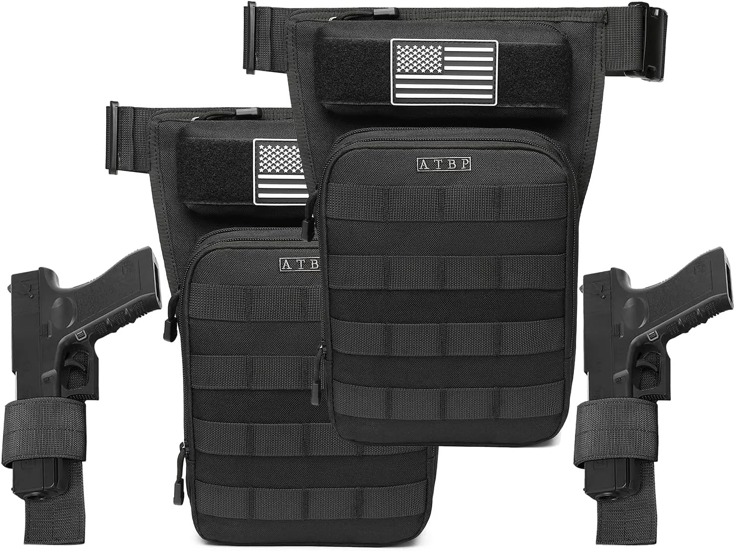 ATBP Tactical Drop Leg Bag for Men Motorcycle Thigh Pouch Bag Fanny Pack Waist Bag with Universal Holster