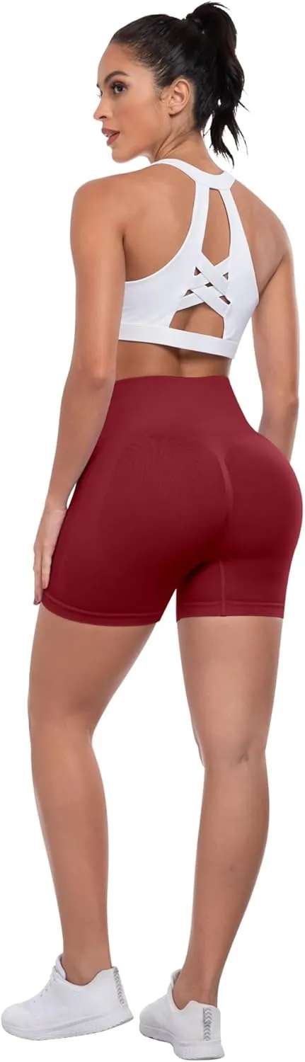 ATHVOTAR Workout Gym Biker Shorts Women: High Waisted Seamless Sports Running Butt Lifting Shorts Sets