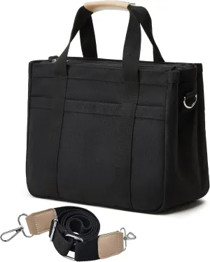 Attached Bottom Canvas Tote Bag with Multi Pockets Zipper Crossbody Satchel Hobo Three-Layer Mom Bag Diaper Bag