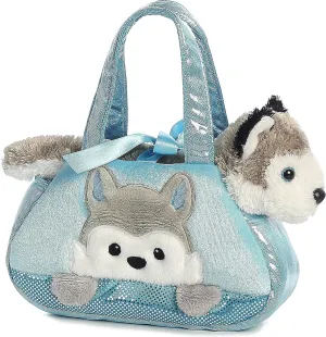 Aurora® Fashionable Fancy Pals™ Peek-A-Boo Husky Stuffed Animal - On-The-go Companions - Stylish Accessories - Multicolor 7 Inches