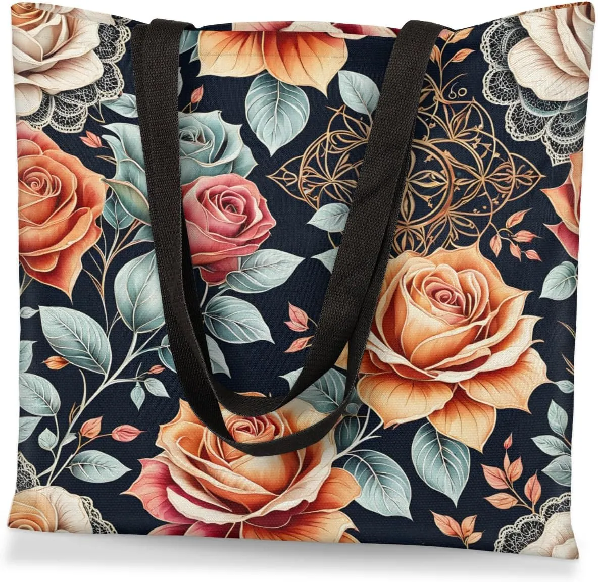 Autumn Park Trees Fall Foliages Canvas Tote Bag for Women Men Stylish Tote Handbag Shoulder Bag Reusable Grocery Bag
