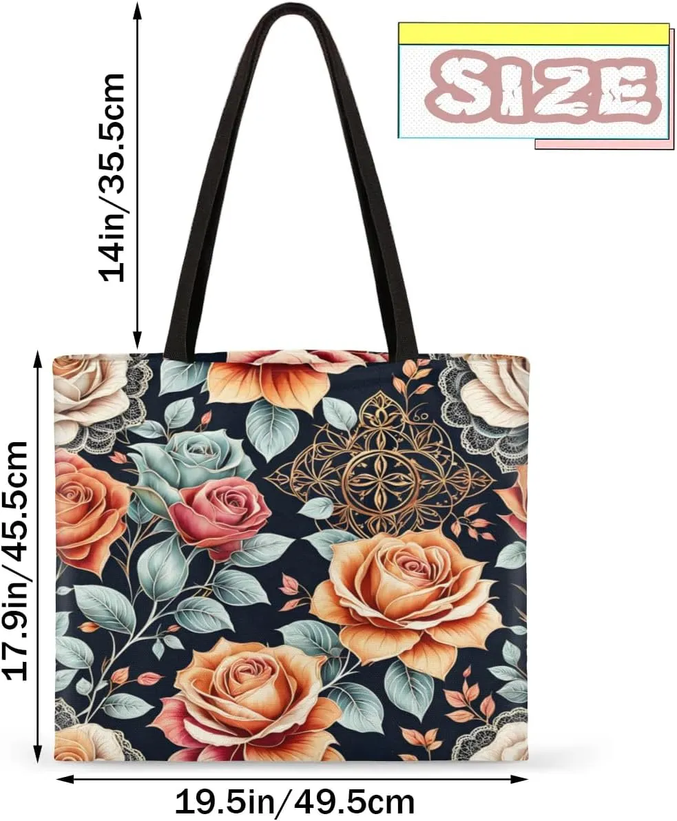 Autumn Park Trees Fall Foliages Canvas Tote Bag for Women Men Stylish Tote Handbag Shoulder Bag Reusable Grocery Bag
