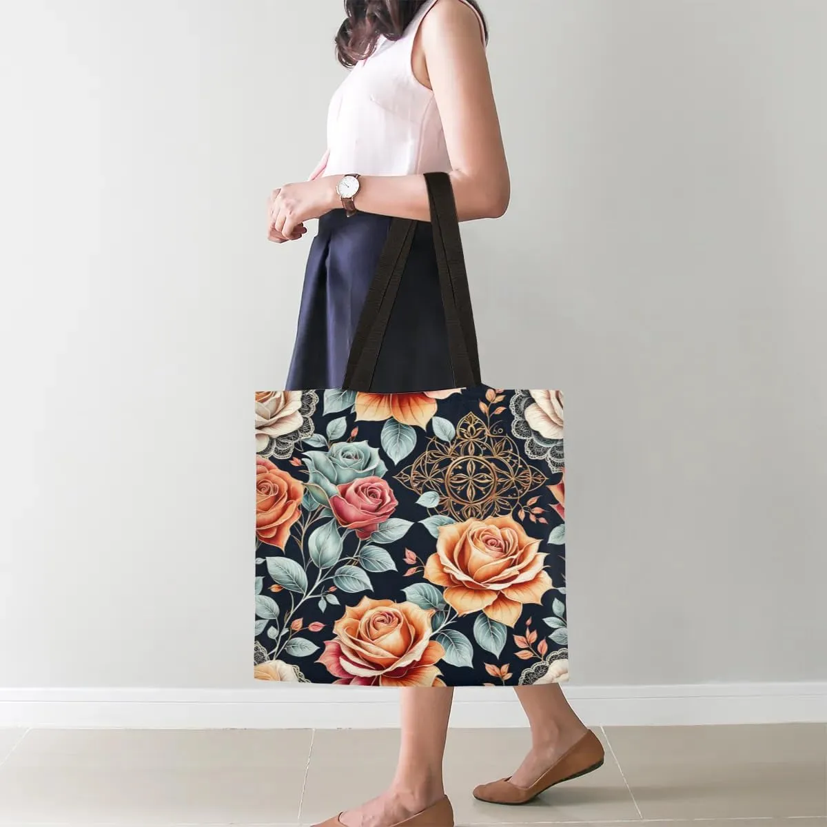 Autumn Park Trees Fall Foliages Canvas Tote Bag for Women Men Stylish Tote Handbag Shoulder Bag Reusable Grocery Bag