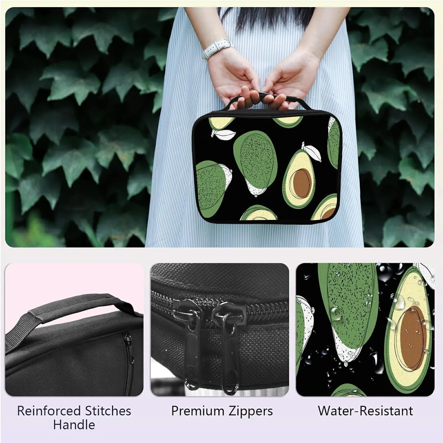 Avocado Bible Bag Large Bible Case Cover for Women Men, Multi-Functional Church Bag Bible Protector with Handle Zippered Pocket Christian Gift Bible Study Supplies